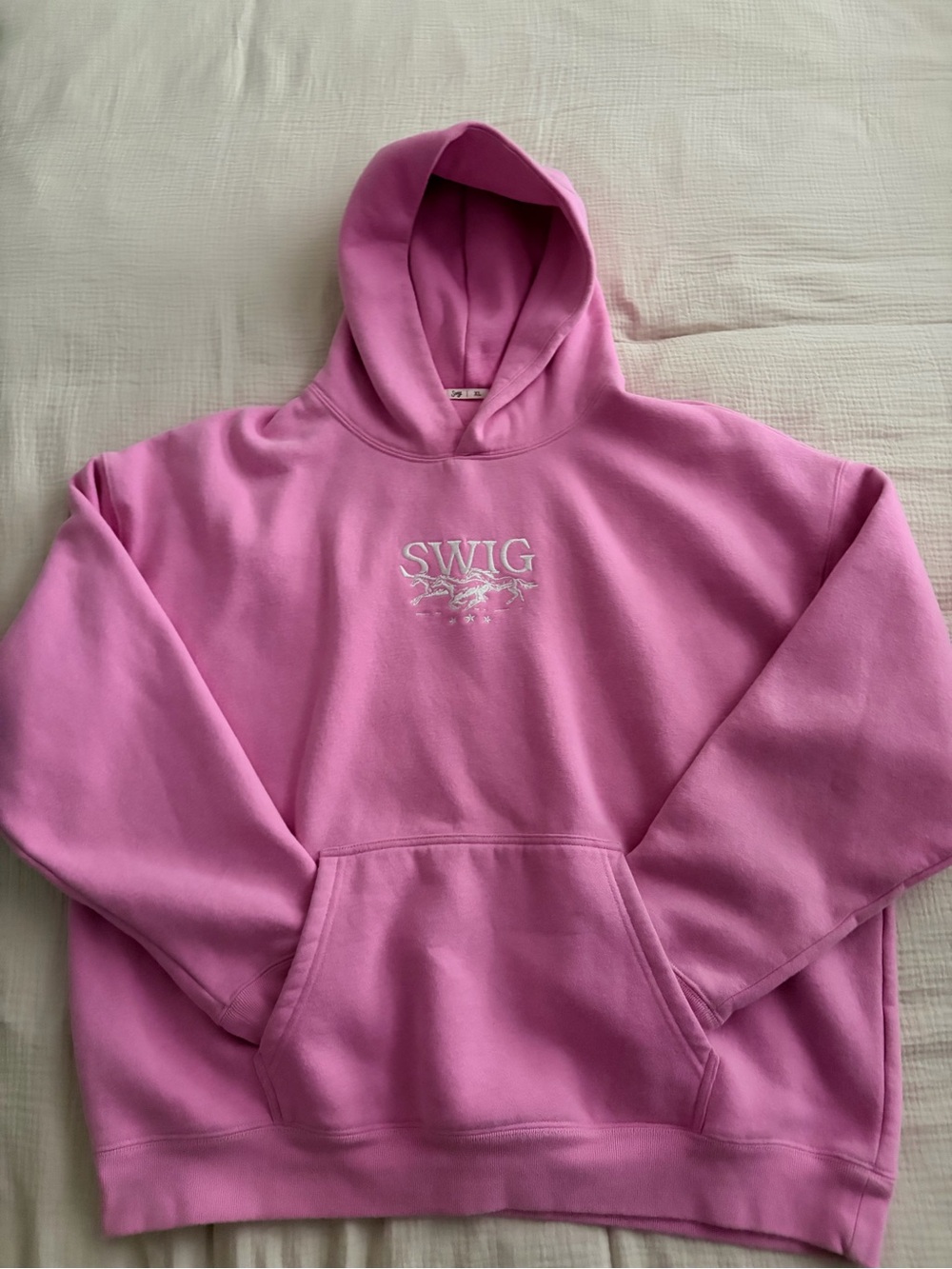 Pink Embroidered SWIG Logo Hoodie